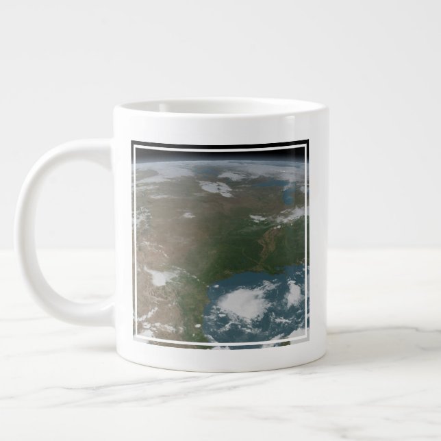 Caneca De Café Grande Planeta Panorâmico Terra E Os Eua. 2 (Esquerda)