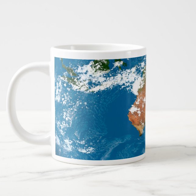 Caneca De Café Grande Planeta Terra Mostrando Nuvens Sobre A Austrália. (Esquerda)