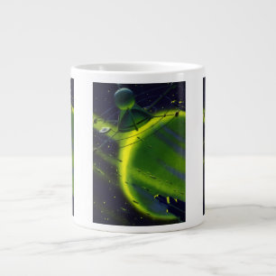 Caneca De Café Grande Planeta Verde Ficção Científica Vintage com Espaço