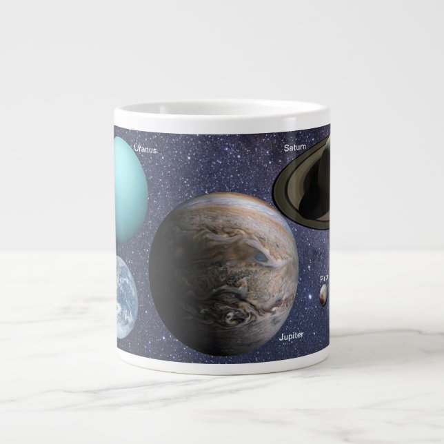 Caneca De Café Grande Planetas do sistema solar (Frente)