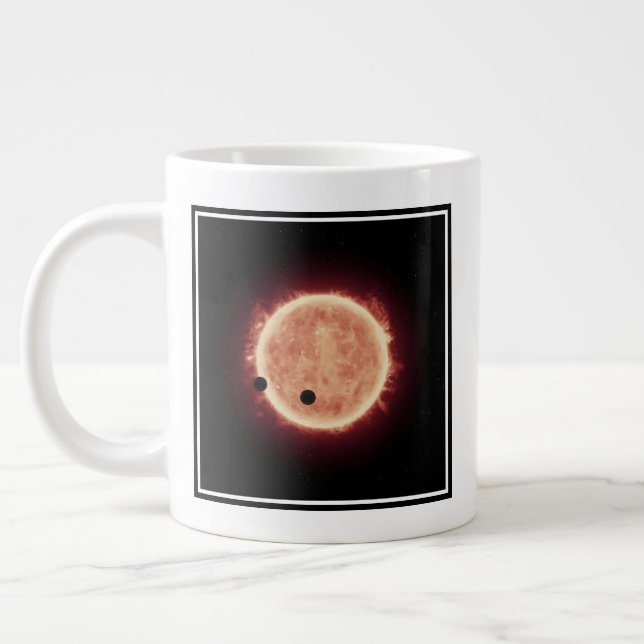 Caneca De Café Grande Planetas Traindo Estrela Vermelha Anã Em Trapist-1 (Esquerda)