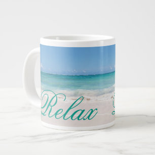 Caneca De Café Grande Plano de fundo da praia