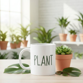 Caneca De Café Grande PLANT Minimalist Gardener White Coffee Mug