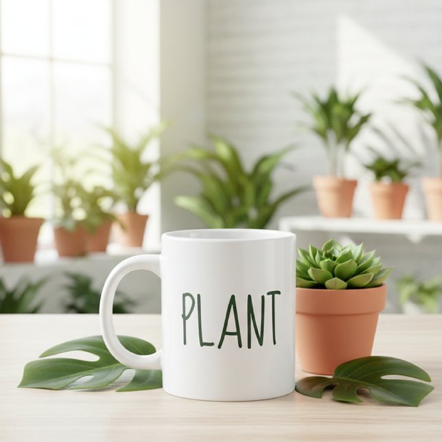 Caneca De Café Grande PLANT Minimalist Gardener White Coffee Mug (Criador carregado)