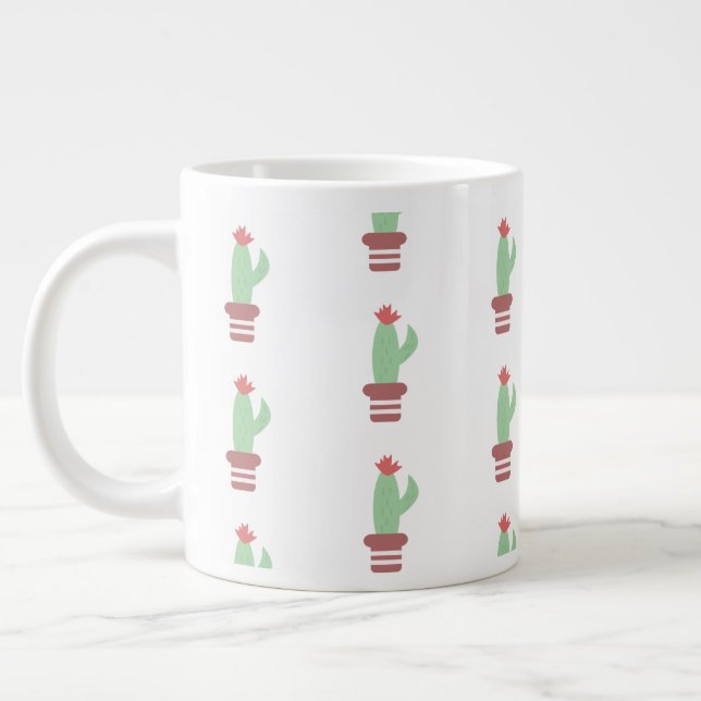 Caneca De Café Grande Planta de Cacto Moderna Simples em Vaso (Esquerda)