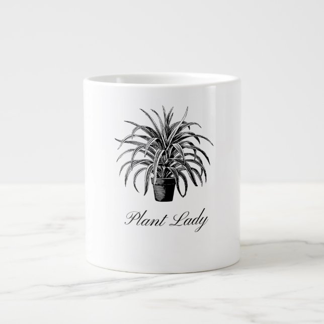 Caneca De Café Grande Planta Lady Black and White Specialty Mug (Frente)