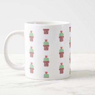 Caneca De Café Grande Planta Simples de Cacto Moderno em Vaso