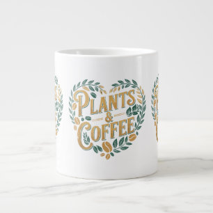 Caneca De Café Grande Plantas & Café Divertido Amante de Jardim