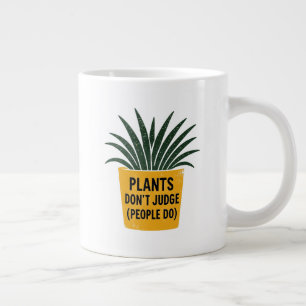 Caneca De Café Grande Plantas Divertidas Não Julgam Carimbo de Tinta Vin