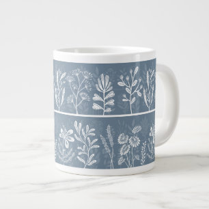 Caneca De Café Grande Plantas Imaginárias do Herbário Botânico Azul Empo