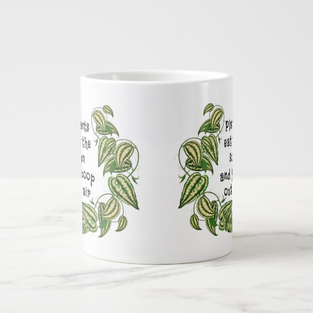 Caneca De Café Grande Plantas podem comer o sol e fazer cocô de asas de  (Frente)