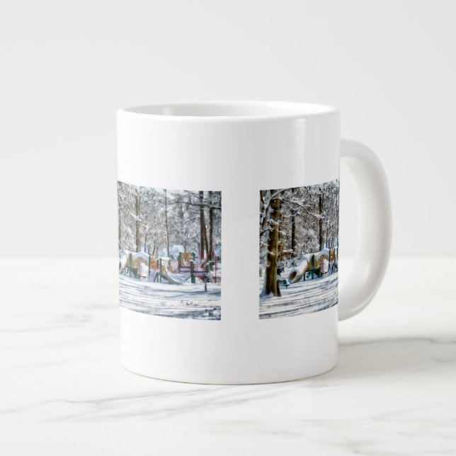 Caneca De Café Grande Playground de inverno (Frente Esquerda)
