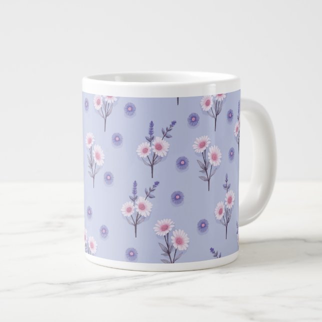 Caneca De Café Grande Poeira de Fada Margaridas (Frente Esquerda)
