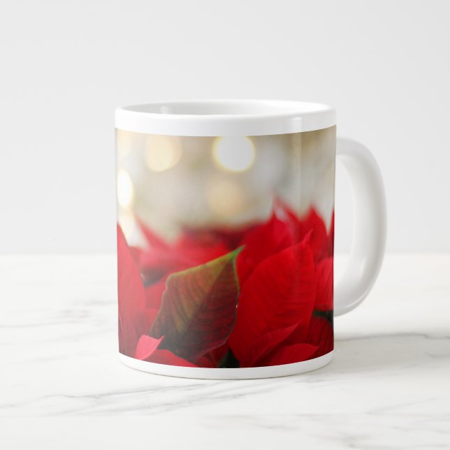 Caneca De Café Grande Poinsettia de Natal (Frente Esquerda)