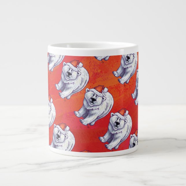 Caneca De Café Grande Polar Bear Natal Em Vermelho (Frente)
