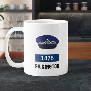 Caneca De Café Grande Policial Presente. BONÉ Flat da Polícia do Reino U