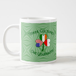 Caneca De Café Grande Polônia Ireland American Shamrock Flag Personaliza