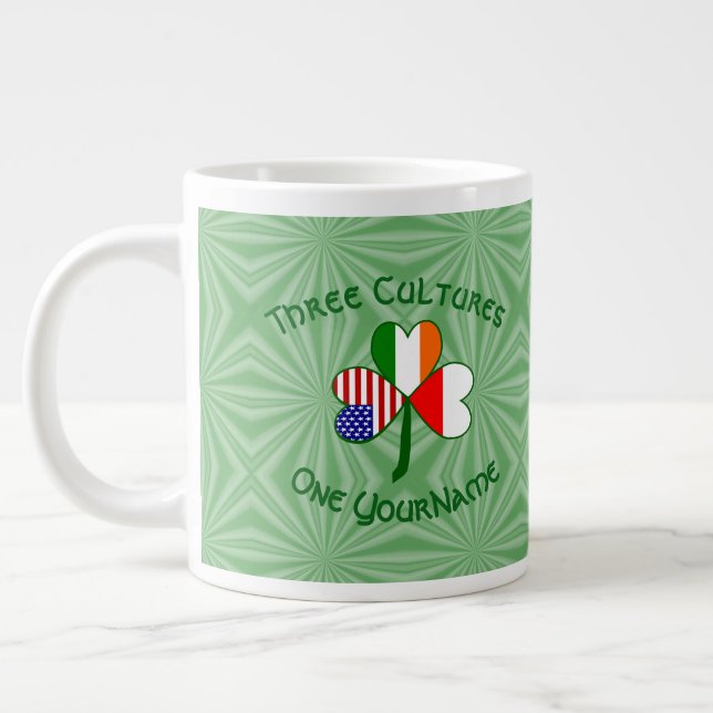Caneca De Café Grande Polônia Ireland American Shamrock Flag Personaliza (Esquerda)