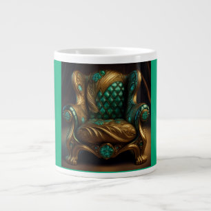 Caneca De Café Grande Poltrona de Braço Verde e Dourado Luxuosa