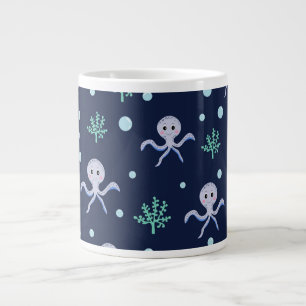 Caneca De Café Grande Polvo sob o padrão infantil marinho