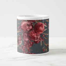 Caneca De Café Grande Pomegranate & Olive Mug | Wine Red Botanical Print