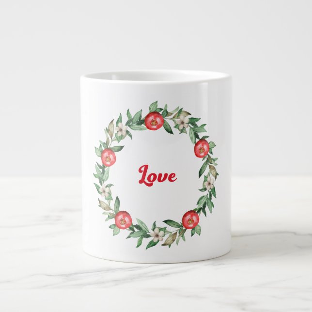 Caneca De Café Grande Pomegranato Cor-de-rosa Jumbo Love Mug (Frente)