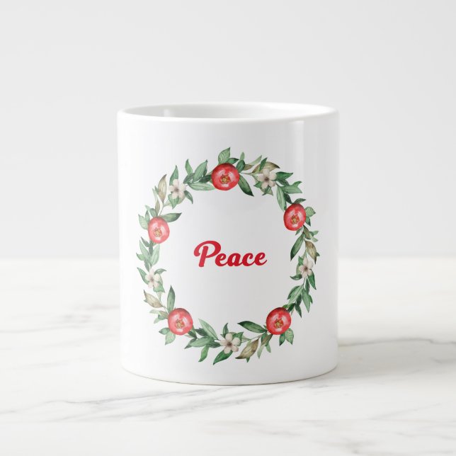 Caneca De Café Grande Pomegranato cor-de-rosa Jumbo Peace Mug (Frente)