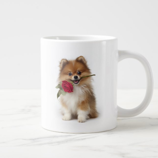 Caneca De Café Grande Pomeranian Love (Direita)