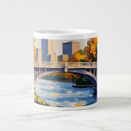 Caneca De Café Grande Ponte Branca de Indianapolis Sobre o Rio Branco