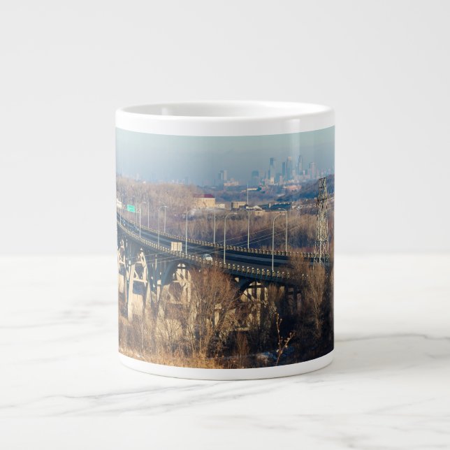 Caneca De Café Grande ponte mendota que abrange o vale do rio Minnesota (Frente)