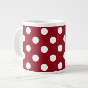 Caneca De Café Grande Pontos Brancos em Vermelho Carmesim