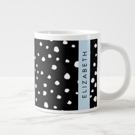 Caneca De Café Grande Pontos Dalmáticos, Pontos, Preto e Branco, Seu Nom