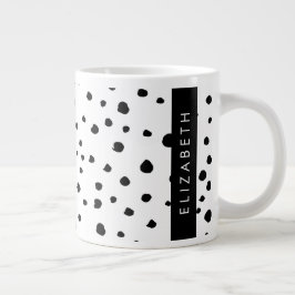 Caneca De Café Grande Pontos Dalmáticos, Pontos, Preto e Branco, Seu Nom