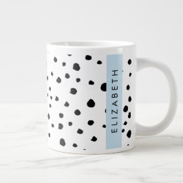 Caneca De Café Grande Pontos Dalmáticos, Pontos, Preto e Branco, Seu Nom