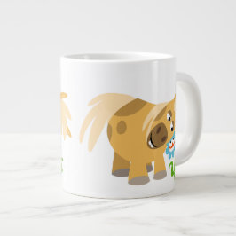 Caneca De Café Grande Pony Cartoon e Flor Jumbo Mug
