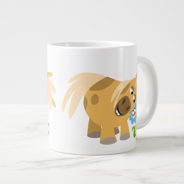 Caneca De Café Grande Pony Cartoon e Flor Jumbo Mug (Frente Esquerda)