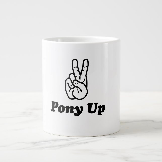 Caneca De Café Grande Pony-Up Suas Manhãs! (Frente)