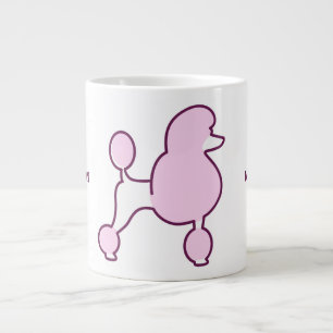 Caneca De Café Grande Poodle Rosa de Texto Personalizado