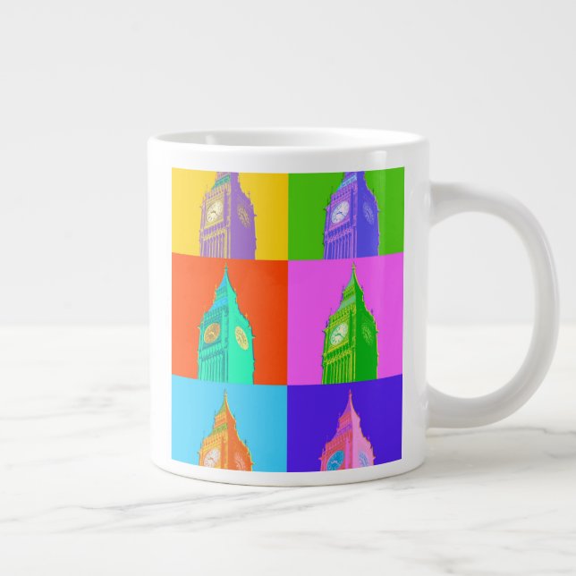 Caneca De Café Grande Pop Art Neon Big Ben (Direita)