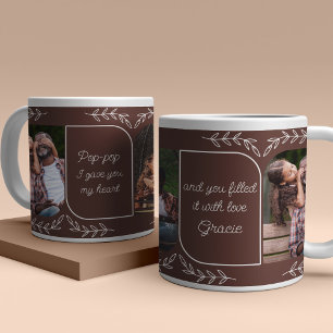 Caneca De Café Grande Pop-pop 3 Foto Vertical Palavras Carinhosas Person