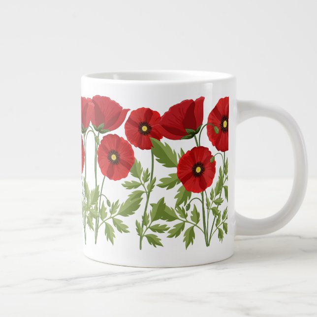 Caneca De Café Grande Poppy alegre Flores de Verão (Direita)
