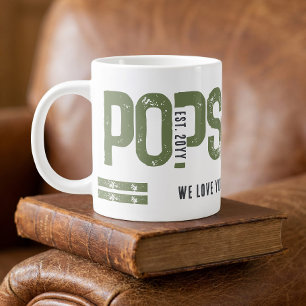 Caneca De Café Grande Pops Aflitos Ano de Fundação Personalizado Verde C