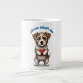 Caneca De Café Grande Por favor, me adote – Ilustração de cachorro resga