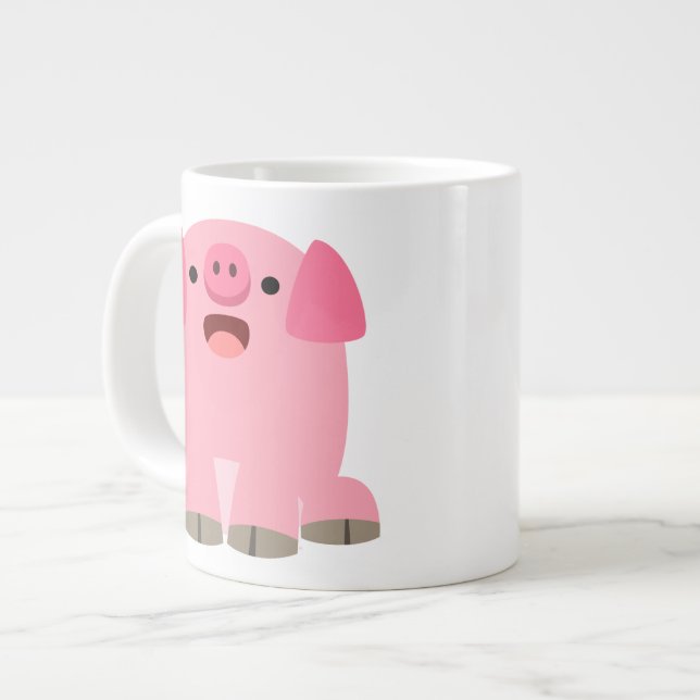 Caneca De Café Grande Porco de Cartoon de Ocultação Bonita (Frente Esquerda)