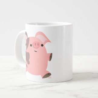 Caneca De Café Grande Porco de Cartoon Esportivo Bonito