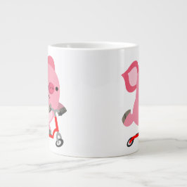 Caneca De Café Grande Porco de desenho em Patinete