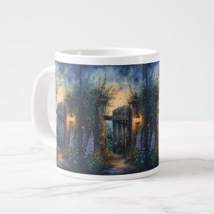 Caneca De Café Grande Porta De Jardinagem Encantada Sob Céu Firefly