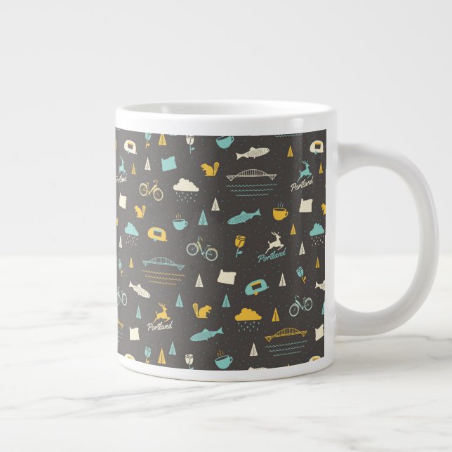Caneca De Café Grande Portland, Oregon Pattern (Direita)