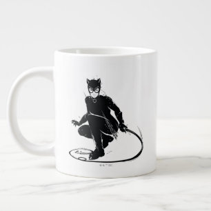 Caneca De Café Grande Pose de Pincel da Mulher-Gato