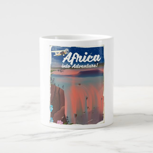 Caneca De Café Grande Poster de Aventura em Cascata Africana (Frente)